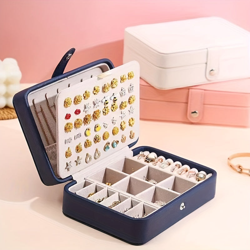 1pc Luxury Travel Jewelry Box - Pink Faux Leather Portable Organizer with Multiple Compartments for Earrings, Rings, Necklaces & Accessories - Stylish Aesthetic Decor for Bedroom, Bathroom, Kitchen & Home, Jewelry Box Organizer, Jewelry Display Case,