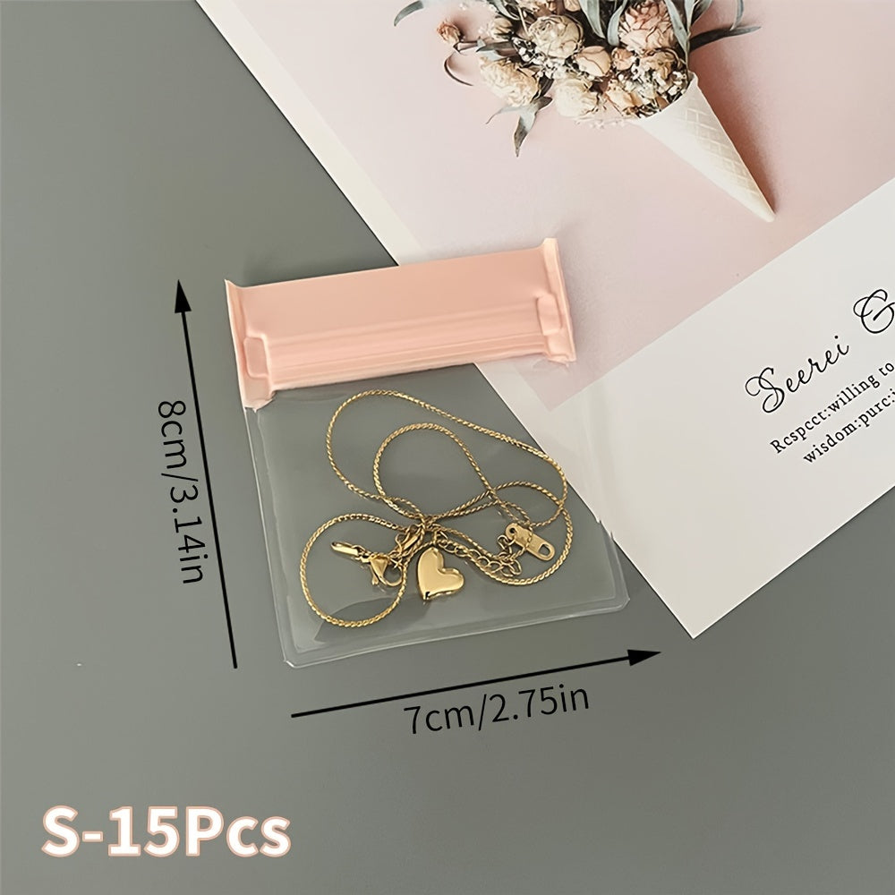 [Pink EVA Jewelry Storage Bags] 15/30pcs Pink EVA Anti-Oxidation Jewelry Storage Bags for Earrings, Rings, Necklaces, Bracelets Organization, 1pc jewelry storage box