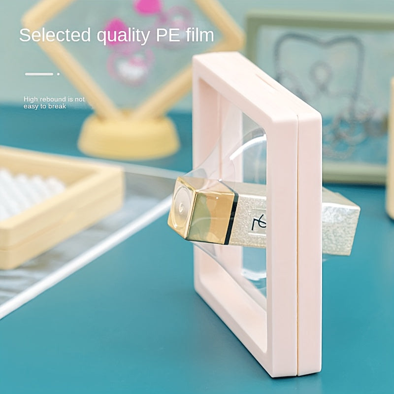 [Plastic Display Box] 30pcs Plastic 3D Floating Display Box | Transparent, Dust-Proof, with Elastic Film | for Jewelry Storage and Gift Packaging, for Necklaces, Bracelets, Rings, Coins, Earrings, Pins, Retail and Personal Use
