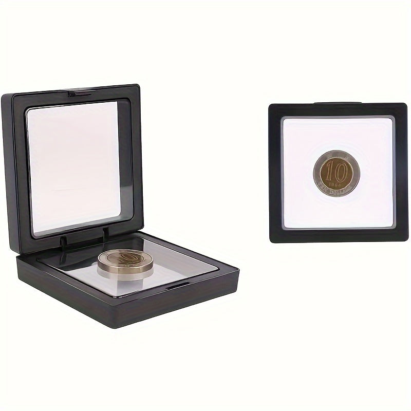 [Plastic Display Box] 30pcs Plastic 3D Floating Display Box | Transparent, Dust-Proof, with Elastic Film | for Jewelry Storage and Gift Packaging, for Necklaces, Bracelets, Rings, Coins, Earrings, Pins, Retail and Personal Use