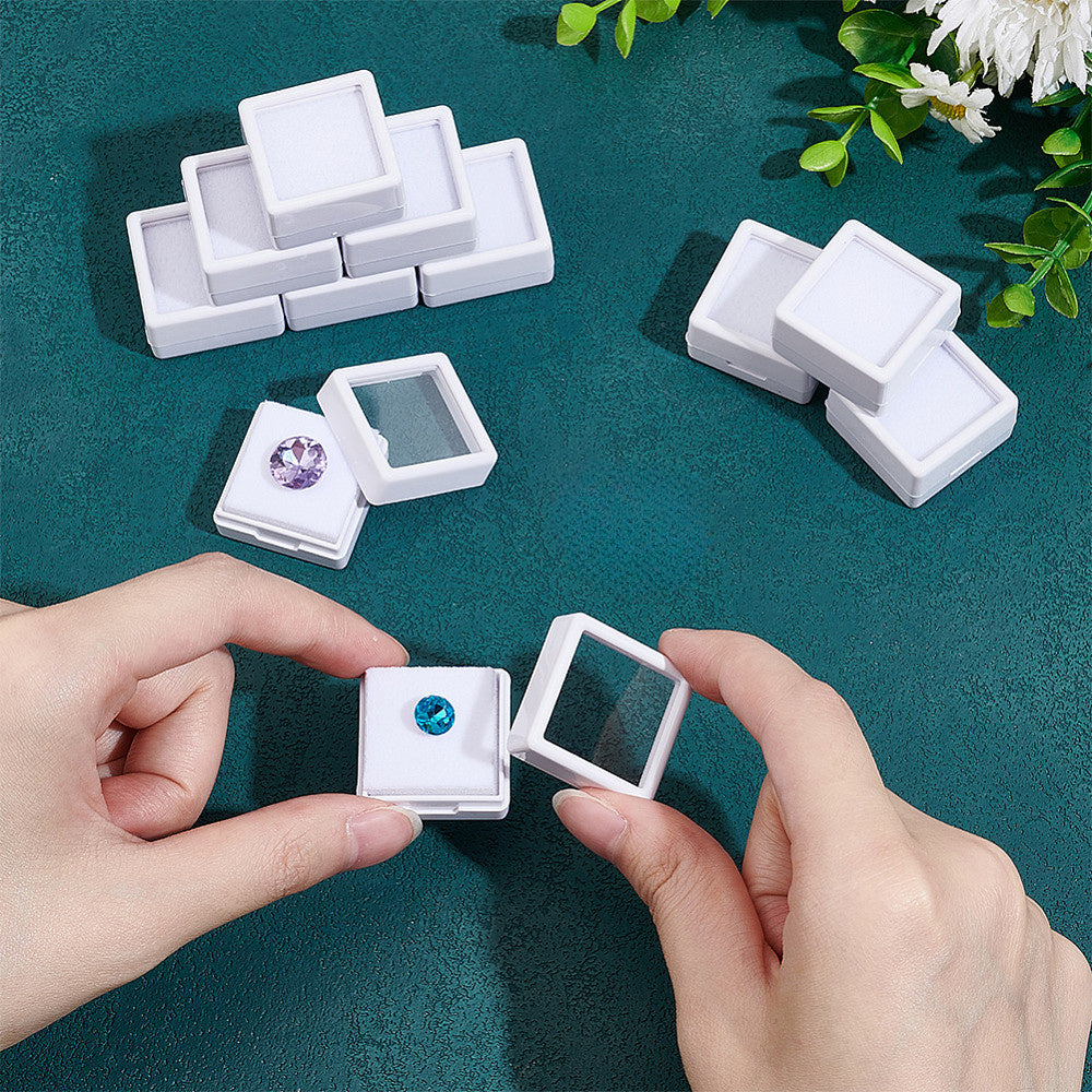 [White Storage Boxes] 70pcs White Plastic Square Storage Boxes Set, 2.95x2.95x1.6cm | Ideal for Jewelry, Beads, Crafts, and Organizing - Perfect for Christmas, Thanksgiving, New Year's Gifts