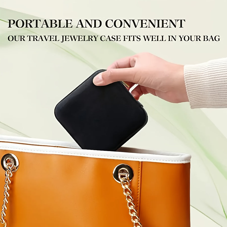 12pcs/9pcs/6pcs Vintage Rectangle Imitation Leather Small Jewelry Storage Box, Portable, with Zipper Closure, Fabric Inside, for Travel, Daily Use, Bridesmaid Proposal, Valentine'S Day, New Year, Jewelry Boxes