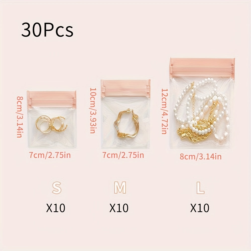 [Pink EVA Jewelry Storage Bags] 15/30pcs Pink EVA Anti-Oxidation Jewelry Storage Bags for Earrings, Rings, Necklaces, Bracelets Organization, 1pc jewelry storage box