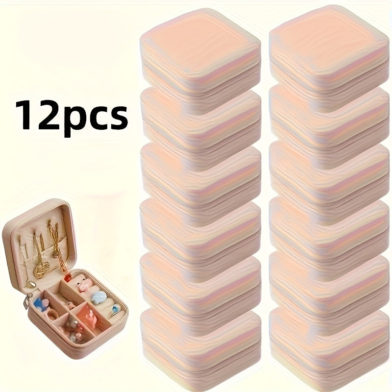 12pcs Faux Leather Jewelry Storage Box, Portable Earring Organizer, Perfect for Travel and Daily Use, Includes Ideal Bridesmaids Gift Set, Suitable for Valentine'S Day and New Year, Jewelry Boxes