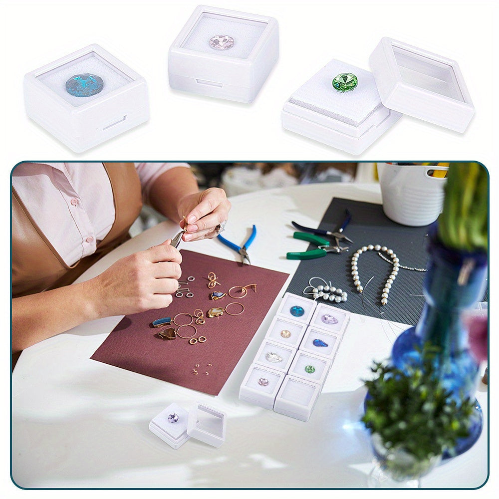[White Storage Boxes] 70pcs White Plastic Square Storage Boxes Set, 2.95x2.95x1.6cm | Ideal for Jewelry, Beads, Crafts, and Organizing - Perfect for Christmas, Thanksgiving, New Year's Gifts