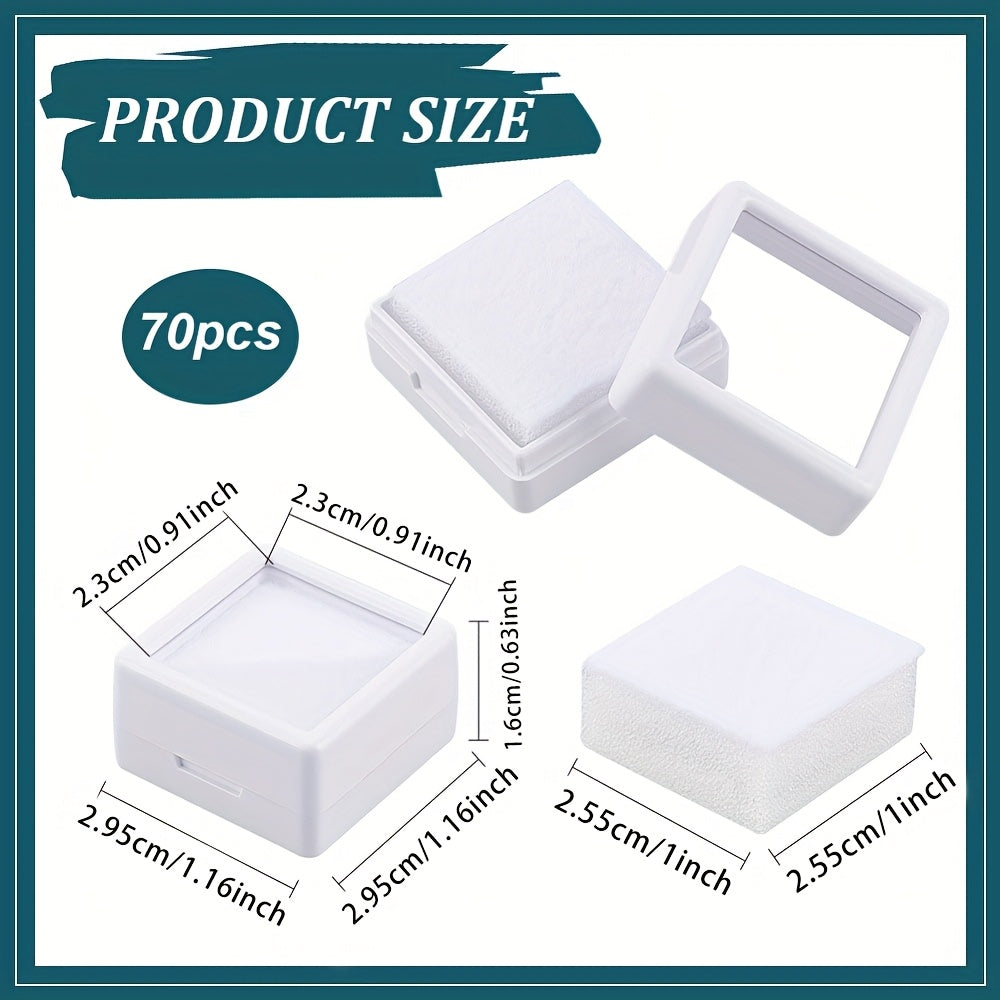 [White Storage Boxes] 70pcs White Plastic Square Storage Boxes Set, 2.95x2.95x1.6cm | Ideal for Jewelry, Beads, Crafts, and Organizing - Perfect for Christmas, Thanksgiving, New Year's Gifts