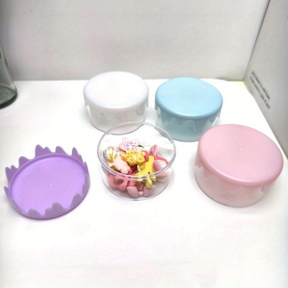 16pcs set of simulated wave-edge circular storage boxes - Pastel multi-functional jewelry, hair ties, rubber band organizer, durable plastic handicraft accessories and home decoration items, jewelry storage box 6colors